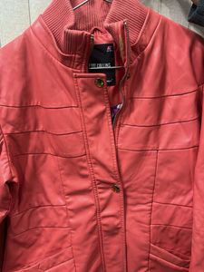 Orange  Leather Jacket