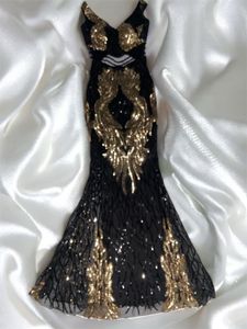 Stunning Black &amp; Gold Sequin Gown