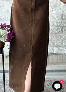 BROWN DENIM SKIRT