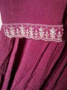 Libas Burgundy Embroidered Dress 3 Pcs