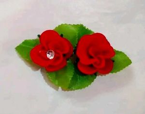 Red Rose Hair Clip (with &amp; w/o Stone)🌹