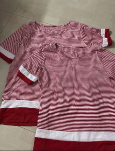 Set of two Striped Red & White Top