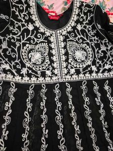 Embroidered Black Anakali With Stylish Duppta