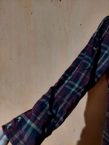 Maroon And Black Mixed Button Shirt