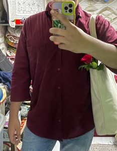 WoodNWoods Maroon Cotton Shirt