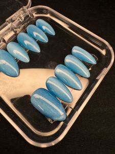Blue Press-On Nails - Almond Shape