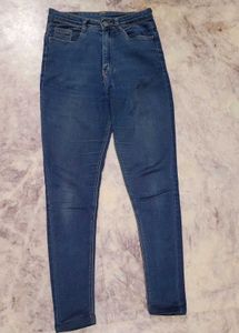 High Waist Dark Blue Denim Jeans