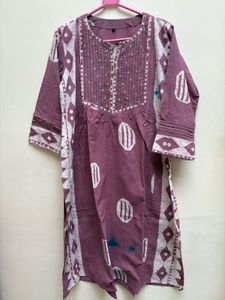 Purple Patterned Kurta Set