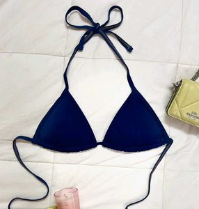 Pink Striped Bandeau Bikini Top