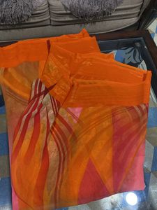 Synthetic sari with blouse material