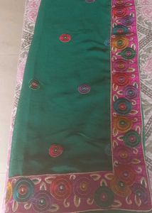 Green Embroidered Saree