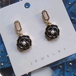 Black Rose Drop Earrings