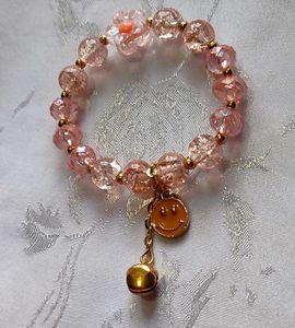 Peach Crystal Smiley Bracelet
