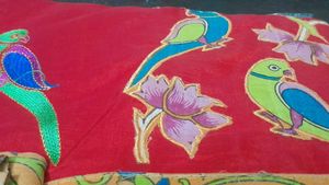 Red Parrot Print Fabric