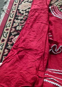 Red &amp; Silver Embellished Fabric