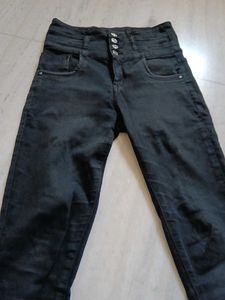 High-Waisted Black Jeans