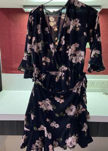 Floral Black Wrap Around Frock
