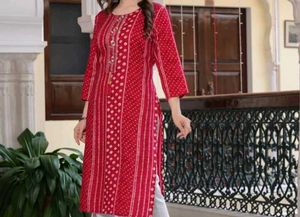 Red Printed Kurti