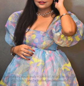 Pastel Puff Sleeve Mini Dress
