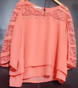 Light Coral Top Lace Design Sleeves For 42 Bust