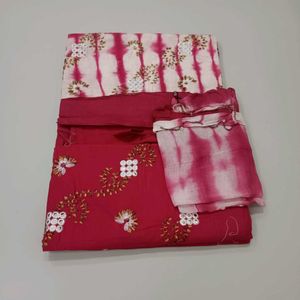 Pink Embroidered Dress Material undtitched