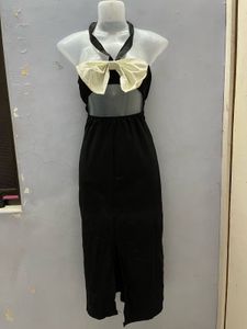 Korean Sexy Sleeveless Black Bow Dress