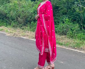 Magenta Embroidered Salwar Kameez Suit