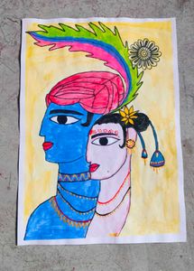 Radha Krishna Abstract Painting 🎨