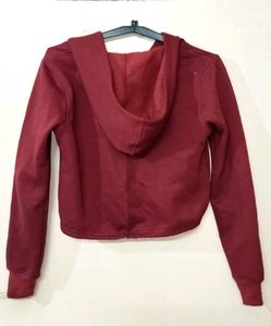KOTTY Women Full Sleeve Maroon Hooded Sweatshirt