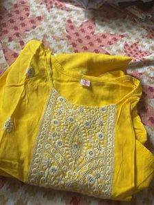 Yellow Embroidered Kurta