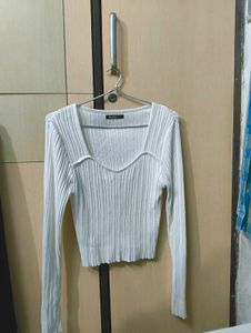 Zudio Ribbed Deep Neck Top