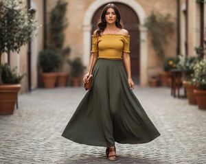 Mustard Yellow Smocked Off-Shoulder Crop Top