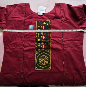 New w Tag Maroon Cotton Kurta mirrorwork 42