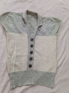 Cute Grey Button-Up Top