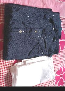 Navy Blue Chikankari Lakhnavi Kurta With Pajama