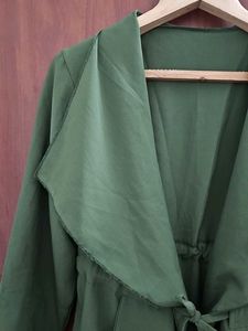 Olive drawstring trench coat style shrug
