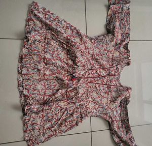 Floral Print And Flarred Top