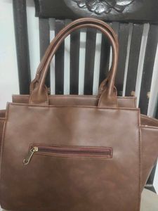 Brown Leather Chevron Tote Bag