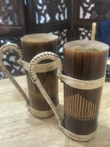 Bamboo Mugs with Woven Handles