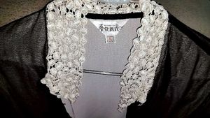 Black Sheer Crochet Collar Duster🪄👗