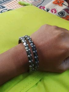 Oxidized Silver Bangles (Set of 2)