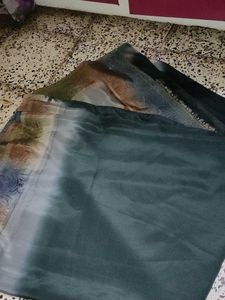 Crape Elegant Green Saree
