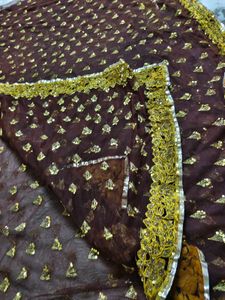 Coffee Colour Aari Tari Work Saree Available 🔥