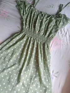 Olive Green Polka Dot Dress