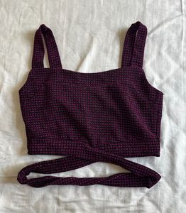 Burgundy Criss-Cross Crop Top