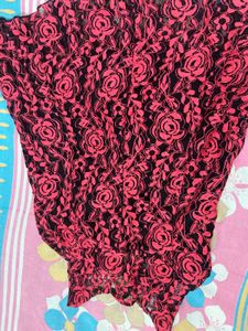 Peach Black Net Top