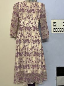 Pintrest Korean Floral Lace Midi Dress