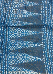 Blue &amp; White Patterned Sari