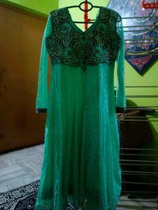 Green Net Kurta And Dupatta