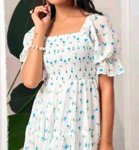 Floral White Midi Dress